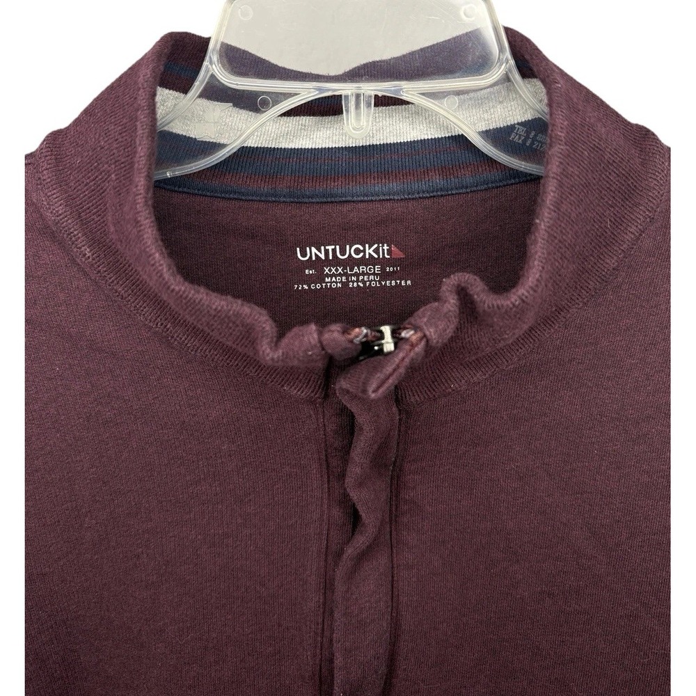 UNTUCKit Corral Mens XXX Large 3XL Red Maroon 1/4 Zip Mock Neck Pullover Sweater - Picture 1 of 9